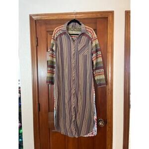 Anthropologie Aratta Silent Journey mixed media long shirt dress small